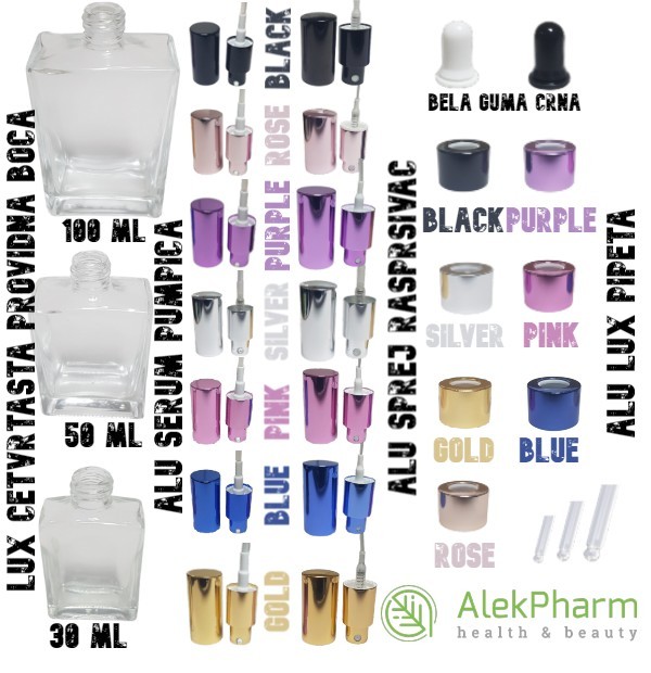 LUX ČETVRTASTA PROVIDNA STAKLENA BOCA 30ML