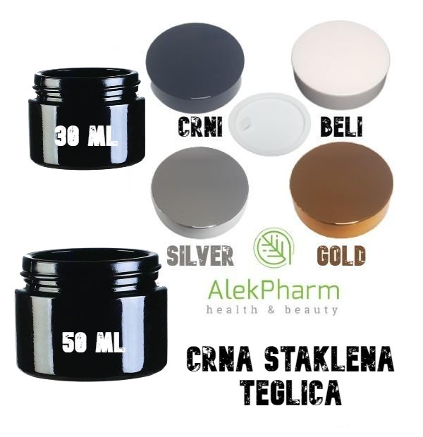 CRNA STAKLENA TEGLICA 30-50ML SA POKLOPCEM U BOJI