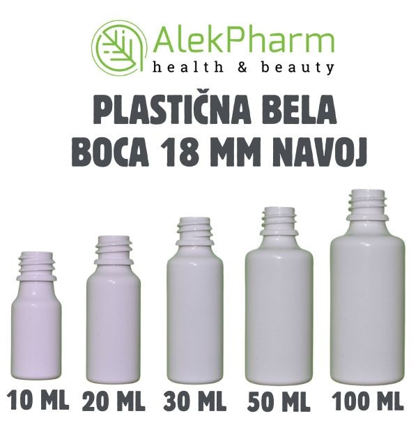 PLASTIČNA BOCA BELA 18mm NAVOJ 10ML,20ML,30ML,50ML,100ML